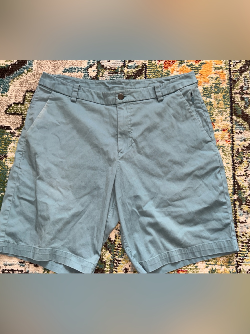 Lululemon Commission Shorts Mens 33 Aqua Blue Warpstreme Stretch